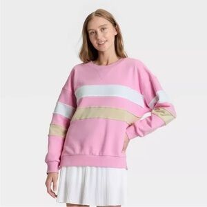 Pink Striped Sweatshirt JoyLab -Size Large NWT